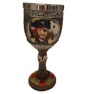 Pirate and Ship Drinking Goblet Cast Resin and Metal Lined